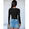 image:imageANRABESS Womens Long Sleeve Bodysuits TopBlack