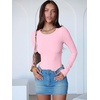 image:imageANRABESS Womens Long Sleeve Bodysuits TopBright Pink