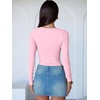 image:imageANRABESS Womens Long Sleeve Bodysuits TopBright Pink