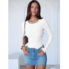 image:imageANRABESS Womens Long Sleeve Bodysuits TopWhite