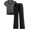 image:imageANRABESS Women 2 Piece Outfits Summer Lounge Sets Crochet Knit Sweater Vest Wide Leg Pants Casual Beach Vacation ClothesBlack