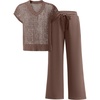 image:imageANRABESS Women 2 Piece Outfits Summer Lounge Sets Crochet Knit Sweater Vest Wide Leg Pants Casual Beach Vacation ClothesBrown