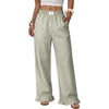 image:imageANRABESS Womens Gingham Striped Ruffle Hem PantsArmy Green White Plaid
