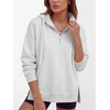 image:imageANRABESS Hoodies for Women Oversized Quarter Zip Pullover  Cozy Drawstring Fleece Tunic SweatshirtLoose Fit Long Sleeve With Side Split Casual amp Daily Leggings Outfits Spring amp FallLight Grey
