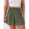 image:imageANRABESS Women Smocked High Waist Shorts Wide Leg Elastic Drawstring Flowy Baggy Trendy Summer Casual Beach amp Lounge WearArmy Green