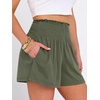 image:imageANRABESS Women Smocked High Waist Shorts Wide Leg Elastic Drawstring Flowy Baggy Trendy Summer Casual Beach amp Lounge WearArmy Green