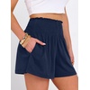 image:imageANRABESS Women Smocked High Waist Shorts Wide Leg Elastic Drawstring Flowy Baggy Trendy Summer Casual Beach amp Lounge WearBlack Blue