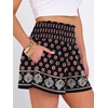 image:imageANRABESS Women Smocked High Waist Shorts Wide Leg Elastic Drawstring Flowy Baggy Trendy Summer Casual Beach amp Lounge WearBlack Floral Pink