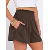 image:imageANRABESS Women Smocked High Waist Shorts Wide Leg Elastic Drawstring Flowy Baggy Trendy Summer Casual Beach amp Lounge WearCoffee