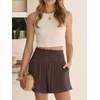 image:imageANRABESS Women Smocked High Waist Shorts Wide Leg Elastic Drawstring Flowy Baggy Trendy Summer Casual Beach amp Lounge WearCoffee