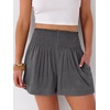 image:imageANRABESS Women Smocked High Waist Shorts Wide Leg Elastic Drawstring Flowy Baggy Trendy Summer Casual Beach amp Lounge WearDark Gray