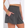 image:imageANRABESS Women Smocked High Waist Shorts Wide Leg Elastic Drawstring Flowy Baggy Trendy Summer Casual Beach amp Lounge WearDark Gray