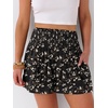 image:imageANRABESS Women Smocked High Waist Shorts Wide Leg Elastic Drawstring Flowy Baggy Trendy Summer Casual Beach amp Lounge WearFloral Black Pink