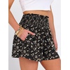 image:imageANRABESS Women Smocked High Waist Shorts Wide Leg Elastic Drawstring Flowy Baggy Trendy Summer Casual Beach amp Lounge WearFloral Black Pink