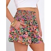 image:imageANRABESS Women Smocked High Waist Shorts Wide Leg Elastic Drawstring Flowy Baggy Trendy Summer Casual Beach amp Lounge WearFloral Black Red