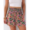 image:imageANRABESS Women Smocked High Waist Shorts Wide Leg Elastic Drawstring Flowy Baggy Trendy Summer Casual Beach amp Lounge WearFloral Black Red