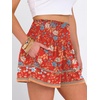 image:imageANRABESS Women Smocked High Waist Shorts Wide Leg Elastic Drawstring Flowy Baggy Trendy Summer Casual Beach amp Lounge WearFloral Blue Red
