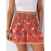 image:imageANRABESS Women Smocked High Waist Shorts Wide Leg Elastic Drawstring Flowy Baggy Trendy Summer Casual Beach amp Lounge WearFloral Blue Red