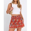 image:imageANRABESS Women Smocked High Waist Shorts Wide Leg Elastic Drawstring Flowy Baggy Trendy Summer Casual Beach amp Lounge WearFloral Blue Red