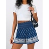 image:imageANRABESS Women Smocked High Waist Shorts Wide Leg Elastic Drawstring Flowy Baggy Trendy Summer Casual Beach amp Lounge WearFloral Blue White