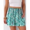 image:imageANRABESS Women Smocked High Waist Shorts Wide Leg Elastic Drawstring Flowy Baggy Trendy Summer Casual Beach amp Lounge WearFloral Lake Blue
