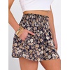 image:imageANRABESS Women Smocked High Waist Shorts Wide Leg Elastic Drawstring Flowy Baggy Trendy Summer Casual Beach amp Lounge WearFloral Navy Blue Pink