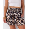 image:imageANRABESS Women Smocked High Waist Shorts Wide Leg Elastic Drawstring Flowy Baggy Trendy Summer Casual Beach amp Lounge WearFloral Navy Blue Pink