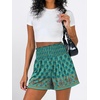 image:imageANRABESS Women Smocked High Waist Shorts Wide Leg Elastic Drawstring Flowy Baggy Trendy Summer Casual Beach amp Lounge WearFloral Teal Spades
