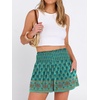 image:imageANRABESS Women Smocked High Waist Shorts Wide Leg Elastic Drawstring Flowy Baggy Trendy Summer Casual Beach amp Lounge WearFloral Teal Spades