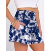 image:imageANRABESS Women Smocked High Waist Shorts Wide Leg Elastic Drawstring Flowy Baggy Trendy Summer Casual Beach amp Lounge WearPrint Blue Black