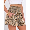 image:imageANRABESS Women Smocked High Waist Shorts Wide Leg Elastic Drawstring Flowy Baggy Trendy Summer Casual Beach amp Lounge WearTan Blue Polka Dot
