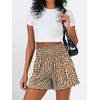 image:imageANRABESS Women Smocked High Waist Shorts Wide Leg Elastic Drawstring Flowy Baggy Trendy Summer Casual Beach amp Lounge WearTan Blue Polka Dot