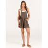 image:imageANRABESS Womens Linen Rompers Summer Casual Bib Overalls Loose Short Jumpsuit Beach Outfits Travel Vacation ClothesBrown