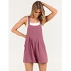 image:imageANRABESS Womens Linen Rompers Summer Casual Bib Overalls Loose Short Jumpsuit Beach Outfits Travel Vacation ClothesFuchsia