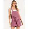 image:imageANRABESS Womens Linen Rompers Summer Casual Bib Overalls Loose Short Jumpsuit Beach Outfits Travel Vacation ClothesFuchsia