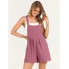 image:imageANRABESS Womens Linen Rompers Summer Casual Bib Overalls Loose Short Jumpsuit Beach Outfits Travel Vacation ClothesFuchsia