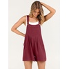image:imageANRABESS Womens Linen Rompers Summer Casual Bib Overalls Loose Short Jumpsuit Beach Outfits Travel Vacation ClothesRed