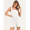 image:imageANRABESS Womens Linen Rompers Summer Casual Bib Overalls Loose Short Jumpsuit Beach Outfits Travel Vacation ClothesWhite