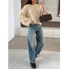 image:imageANRABESS Womens Cropped Sweaters Oversized Cable Knit Long Sleeve SweaterBeige