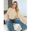 image:imageANRABESS Womens Cropped Sweaters Oversized Cable Knit Long Sleeve SweaterBeige