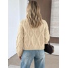 image:imageANRABESS Womens Cropped Sweaters Oversized Cable Knit Long Sleeve SweaterBeige