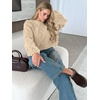image:imageANRABESS Womens Cropped Sweaters Oversized Cable Knit Long Sleeve SweaterBeige