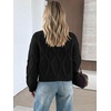 image:imageANRABESS Womens Cropped Sweaters Oversized Cable Knit Long Sleeve SweaterBlack