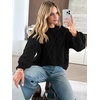 image:imageANRABESS Womens Cropped Sweaters Oversized Cable Knit Long Sleeve SweaterBlack
