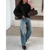 image:imageANRABESS Womens Cropped Sweaters Oversized Cable Knit Long Sleeve SweaterBlack