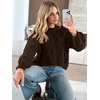 image:imageANRABESS Womens Cropped Sweaters Oversized Cable Knit Long Sleeve SweaterCoffee