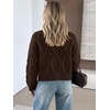 image:imageANRABESS Womens Cropped Sweaters Oversized Cable Knit Long Sleeve SweaterCoffee