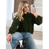image:imageANRABESS Womens Cropped Sweaters Oversized Cable Knit Long Sleeve SweaterGreen