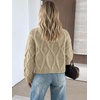 image:imageANRABESS Womens Cropped Sweaters Oversized Cable Knit Long Sleeve SweaterKhaki