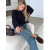 image:imageANRABESS Womens Cropped Sweaters Oversized Cable Knit Long Sleeve SweaterNavy